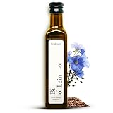 Bio Leinöl kalt gepresst 100% rein 250 ml | Leinsamenöl aus nachhaltigem Anbau reich an ungesättigte Omega-3-Fettsäuren ideal als Salat-Topping | Schöne Glasflasche mit Dosierer