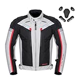 oFzimTo Motorradjacke Herren mit CE-Protektoren | Wasserdicht & Winddicht | 600D Oxford | Reflektierend | Sommer & Winter | Motorradbekleidung Männer (Grau,4XL)