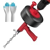 Rohrreinigungsspirale 7,6 m mit Bohrfutter, langer flexibler Spirale und Metalltrommel – Effektiv für Abflussreinigung in Küche & Bad