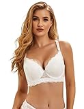 ohmydear BH Damen mit Bügel Große Größen Spitzen Klassische BHS für Damen Komfort Vollschalen T Shirt BH Weiß 90E