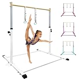 HomeSun Gymnastikstange für Kinder Robuste Kip Bar mit Ringen horizontale Turnreck für Heimtraining Höhenverstellbar 90-150cm Trainingsgerät bis 100 kg Alter 3-15
