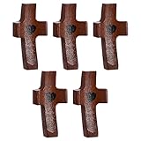 Cupimatch 5er Pack romantische Taufkreuze: Taufkreuze in Menschenumarmung Religiöse Dekoration,dunkelbraun