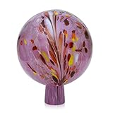 Lauschaer Glas Gartenkugel Rosenkugel aus Glas mit Granulat Flieder h 15 cm, d 12cm mundgeblasen handgeformt