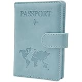 Bponyen Reisepass Hülle, Reisepasshülle PU-Leder Etui mit RFID-Blocker, reisemappe für reisedokumente, Reisezubehör, Reisepass Organizer für Kreditkarten, Personalausweise und Reisedokumente