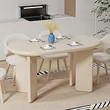 RZTPYS Moderner Cremeweißer Esstisch Für 4 Bis 6 Personen, 140 cm Langer Rechteckiger Esszimmertisch, Großer Esstisch Aus Holz Mit Stabilem Fuß Für Küche, Wohnzimmer