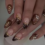 24 Künstliche Nägel Französisch Inspiriertes Zebramuster Geprägtes Katzenauge Zum Aufdrücken Auf Die Glitzernde Kristalldetails ABS Materialien ABS Glitzernde Strasssteine