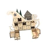 Cabilock 1Pc 24 Hölzerne Weihnachtskalender Adornment Countdown Weihnachtskalender Outdoor Schreibtischkalender Traditioneller Kalender Eröffnungsschubladen Kalender Weihnachtskalender
