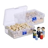 Relaxdays Holzfiguren, 100er Set, Spielfiguren zum Bemalen, Mensch, Familie, Kinder, DIY Krippenfiguren, Deko, Natur