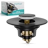 Engelbach® Waschbeckenstöpsel Pop Up 40mm Universal - wackelfrei, rostfrei & langlebig - Abflussstopfen, Stöpsel für Waschbecken & Bidets mit Haarsieb - schwarz