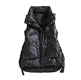 IWENZHKPA Weste Thermoweste Oberbekleidung Thermoweste Damen Leichte Weste Kragen Ärmellose Jacke Lässig Weste Ärmellose(Black,4XL)