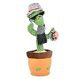 Kögler 76905 - Tanzender Kaktus mit Sonnenbrille und Schal, ca. 34 cm groß, nachsprechende Plüschfigur mit Wiedergabefunktion, plappert alles witzig nach und bewegt sich