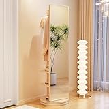 Ganzkörperspiegel mit Garderobe, 360° drehbarer Holzbodenspiegel, 2-in-1-Design für Wohnzimmer, Schlafzimmer und Garderobe, stilvolle Wohnkultur