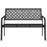 Grand patio Gartenbank Metall, Parkbank mit Rückenlehne & Armlehne, Eisenbank für 2-3 Sitzer, Ruhebank Retro-Stil, Gartenmöbel Stahl Gusseisen, Bänke für Garten, Park, Balkon (Schwarze Walnuss)