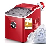 Eiswürfelmaschine Testsieger 2024, 14 kg 24 Stunden, 9 Eiswürfel in 6-8 Minuten, Gerauscharmer Betrieb, 120W Ice Maker mit Schaufel u. Korb, Eiswürfelbereiter für Zuhause, Büro