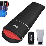QEZER Daunen Schlafsack Outdoor Warmer Decken Winterschlafsack -3°C bis -18C° für 4 Jahreszeiten Camping, Wandern und Trekking Outdoor (Schwarz)