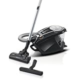 Bosch Staubsauger beutellos ProSilence Serie 8 BGS7MS64, Bodenstaubsauger, leise, Hygiene-Filter, Bodendüse für Parkett, Teppich, Fliesen, Starke Saugleistung, langes Kabel, 800 W, schwarz