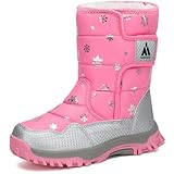 Mishansha Kinder Schneestiefel Winter Warm Gefütterte Winterstiefel Mädchen rutschfeste Outdoor Winterschuhe Jungen Snowboots, Rosa 32