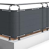 Sol Royal Balkon Sichtschutz PES SolVision PB2 90x600 cm Anthrazit - Balkonumspannung mit Ösen & Kordel, wasserabweisend & witterungsfest - blickdichte Balkonbespannung 160 g/m² mit UV-Schutz