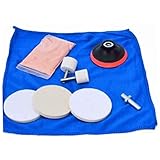 Berrywho 9 Stück Autoglas-Polier-Set, Glas-Kratzer-Entferner-Set mit Cerium-Oxid-Pulver, Filz-Polier-Räder & Wolle Polier-Pads für SUV Auto Windschutzscheibe vorne hinten Fenster