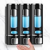 Seifenspender Wandbefestigung, Yuirshion 3er Set 400ml Wall Black Soap Dispenser No Drilling, Spülmittelspender Waschbecken Badezimmer Duschgel Spender, Shampoo Lotion für Küche und Badezimmer