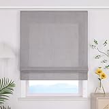 ESLIR Raffrollo mit Klettband Uni Gardinen Küche Blickdicht Raffgardinen Wohnzimmer Bändchenrollo mit Klettschiene Grau BxH 100x140cm 1 Stück