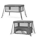 Kinderkraft CAMI Babybett 3 in 1, Reisebett baby ab geburt bis 3 Jahre, Laufgitter funktion, Einfache kompakt zusammenklappen, Reiserucksack enthalten, Zwei Ebenen, Grau