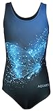 Aquarti Mädchen Badeanzug mit Ringerrücken Print, Farbe: Schmetterling Blau/Schwarz, Größe: 158