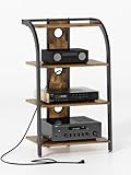 Wisdom Star 4-stöckiger AV-Media-Ständer, Stereo-Schrank-Ständer Rack, Gaming-Regal, Audio-Schrank, Eck-DVD-TV-Ständer, Medienkonsolenschrank aus Holz mit Ladestation, Entertainment Media Center
