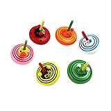 Warmhm 6 Stück -gyroskop- Party Gefälligkeiten Schreibtischspielzeug Mini -tierspielzeug Spielzeuge Kreisel Aus Holz Kleines Oberteil Lustiges Steckspielzeug Bambus