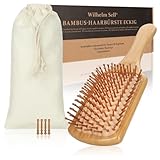 Wilhelm Sell® Bambus Haarbürste mit Naturborsten - Nachhaltige Paddlebürste für Damen, Herren & Kinder - Kopfhautmassage Bürste für gesundes, glänzendes Haar
