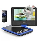 9,5' Tragbarer DVD-Player für Kinder im Auto mit 7,5' HD-Schwenkbildschirm, Stereo-Lautsprechern, 6 Stunden Akkulaufzeit, Sync-TV/USB/SD-Karten-Unterstützung, Blau [Kein Blu-ray Support]