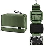 Carttiya Kulturbeutel zum Aufhängen, Herren Damen Kulturbeutel, Kosmetiktasche Groß Waschtasche Reise Waschbeutel Makeup Tasche Toilettentasche mit Haken (Dunkelgrün)