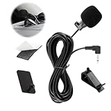 Mikrofon Klinke 3,5 mm Externes Mikrofon für Auto, Kompatibel mit Sony JVC Kenwood Jensen Alpine Autoradio Bluetooth Navigation, Microphone mit U Klemme, Aufkleber anbringen,Plug and Play, 3m Kabel