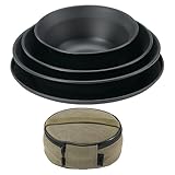 Campingplatten - Haltbarer Stahl -Außenplattenset, stapelbare Picknick -Besteck | Reisefreundliches Metallschalen-Kit mit Aufbewahrungskoffer, tragbare Messwerte für Wanderfamilienfahrten Paare Versam