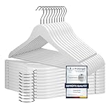 20 x Kleiderbügel Holz weiß VonBueren | 44,5 x 22 cm je Bügel/Holzbügel | Holzkleiderbügel Weiss | 360 Grad drehbar
