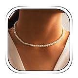 Ushiny Boho Perlenkette Modeschmuck Kleine Perlen Choker Halskette für Damen
