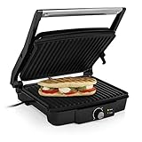Tristar Kontaktgrill mit 180° Öffnung und einer Bratfläche von 29 x 23,5 cm/auch als Tischgrill Nutzbar, 2000 Watt, GR-2853, Schwarz, L