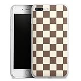 Silikon Hülle kompatibel mit Apple iPhone 7 Plus Case transparent Handyhülle Karomuster Schach