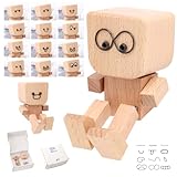 Wackelnder Holzmann, Schüttelnde Holzmann-Figur, Charmante kleine Holzfigur, wackelfigur Auto, schüttelmann aus Holz, die mit 12 magnetischen Ausdrücke schwankt, lustige Wackelkopf-Autodekoration