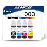 003 Tintennachfüllflaschen Kompatible Tintenflaschen mit hoher Kapazität Verwendung für Epson L1110 L1210 L1216 L1250 L1256 L3100 L3101 L3106 L3110 L3115 L3116 L3150 L3151 Drucker,4 Color-1 Set