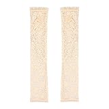 PRETYZOOM 1 Paar Frauen Handschuhe, lang ohne Finger aus Netzstoff, Abdeckhandschuhe, Ellenbogenschutz, Handschuhe, UV-Schutz, ohne Finger, Sonnenschutzhandschuhe (beige)