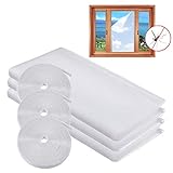 MOEGFY Fliegengitter Fenster Weiss 130X150cm, 3er Pack Mosquito Net Window, Moskitonetz Fliegennetz Fenster, Fensternetz Insektenschutz, Geeignet Für Alle Fenster, Kein Bohren Erforderlich