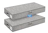 Huquter Unterbett-Aufbewahrungsbox mit Deckel, 2 Stück, Unterbettkommode mit Seiten- und Bodenunterstützung und 3 Griffen, große, 12CM faltbare Stoff-Kleideraufbewahrungstasche