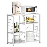 sogesfurniture Küchenregal Mikrowellenhalter, 3+3 Ablage Bäcker Regal Standregal Metallregal Stabil Haushaltsregal platzsparend Küchenregallagerung, Weiß