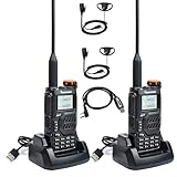 QUANSHENG UV-K5 Funkgerät 5W Walkie Talkie großer Reichweite Wiederaufladbare Handfunkgerät für Erwachsene Polizei Radio mit FM, NOAA, Typ-C Ladung, 200 Kanäle (UV-K5-2 mit D01CK-2 & Kabel)