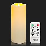 YIWER Wasserdicht Led Flammenlose Kerzen, Outdoor Indoor batteriebetriebene flackernde Kerzen mit Remote-Timer, wird nicht schmelzen, Elfenbein Kunststoff 1 Stück Party Weihnachten Valentinstag