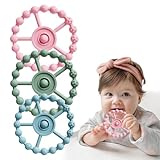 xolear 3 Stück Baby Beißspielzeug Spielzeug Kühlend, Beißring Baby, Beißring zahnungshilfe Sicher, Silikon Beißspielzeug Spielzeug Kinder, leicht zu Greifen, Geschenke für Neugeborene ab 0 Monaten