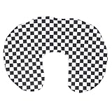 Hztyyier Waschbarer Stillkissenbezug in U-Form mit klassischem schwarzen Aufdruck für Mütter (weiß kariert )