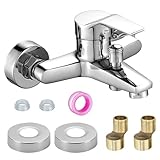 Bocguy Mischbatterie Badewanne, Armatur Badewanne, Badewannenarmatur, Duscharmatur Einhebelmischer, Brauseabgang für Wanne und Dusche Keramikkartusche Chrom