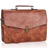 ESTARER Aktentasche Herren Leder, Laptoptasche 15.6 Zoll Groß Business Arbeitstasche für Arbeit, College, Reisen, (Braun)